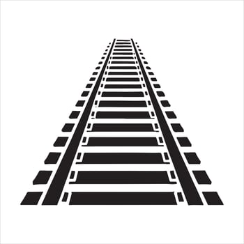 railroad track black silhouette on white background vector