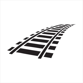 railroad track silhouette white background vector
