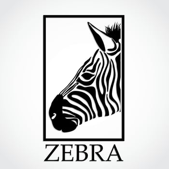 zebra face black white rectangle logo design vector