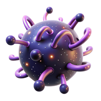 3D Render of a Microscopic Purple Virus Illustration png