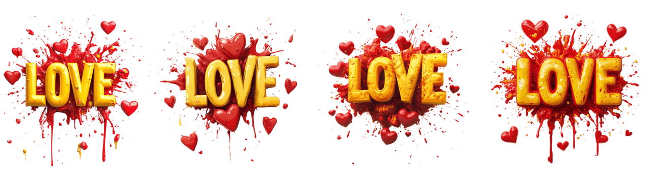 Yellow Love Splashes Red Hearts Background png