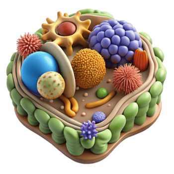 Vibrant 3D Cell Structure Illustration A Colorful Detailed Rendering of Organelles png