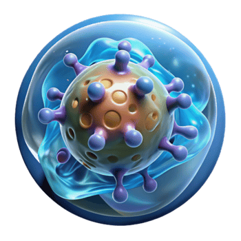 3D Render of a Virus Particle in a Cell Microscopic Illustration png
