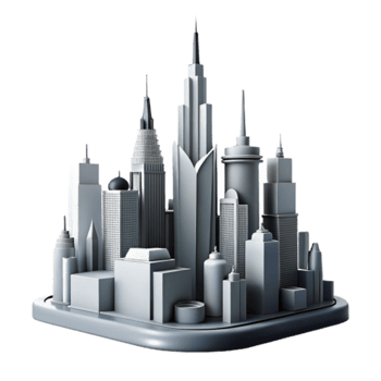 Gray Cityscape 3D Model Illustration, Urban Architecture, Skyscrapers, City Buildings, Modern City, Metropolitan Skyline, Building Design, Architectural Model, Cityscape Illustration, Urban Landscape png