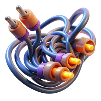 3D Illustration Tangled Audio Cables Abstract Background png