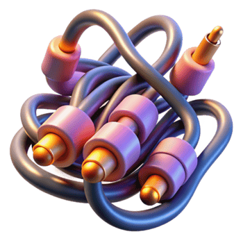 Abstract 3D Render of Intertwined Cables A Colorful Knot of Technology png