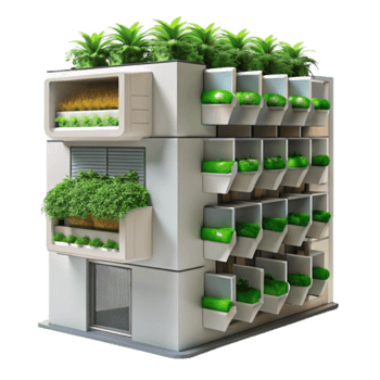 Eco-Friendly Building Design 3D Illustration Lush Greenery Apartments Sustainable Architecture png