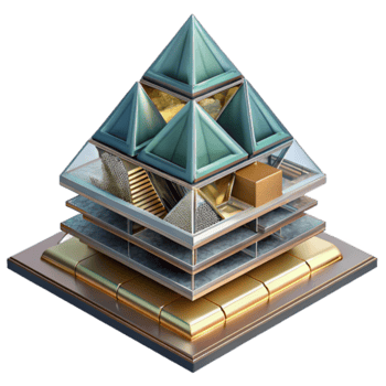 Layered Pyramid Building 3D Illustration Futuristic Architectural Design png