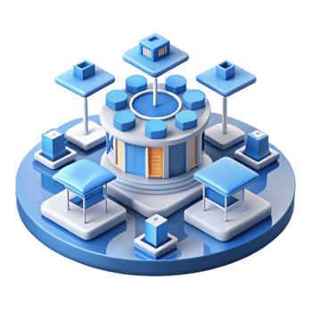 3D Illustration of a Futuristic Circular Pavilion with Small Kiosks png