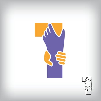 Unique handshake number 1 design. Collaboration, help, agreement and teamwork corporate company design. vector