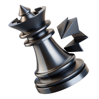 3D of a Fallen Black Chess Queen Piece, Strategic Defeat Image png