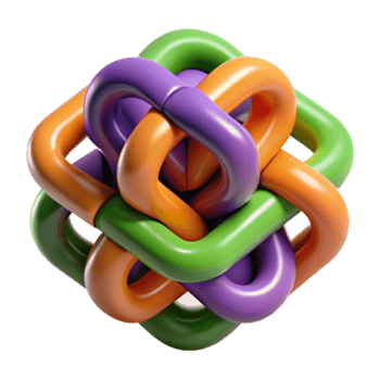 Interlocking Colorful 3D Abstract Knot Illustration png