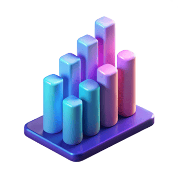 3D Render of Abstract Gradient Bar Chart, Colorful Data Visualization png