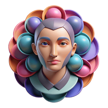 3D Colorful Abstract Portrait Illustration of a Person with Geometric Floral Design png