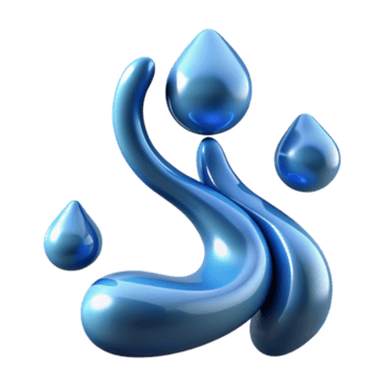 Abstract 3D Render of Blue Liquid Droplets png