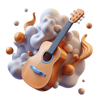 Acoustic Guitar in Abstract 3D Render png