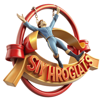 3D Illustration of a Circus Performer Hanging from a Ring, Dynamic Logo Design png