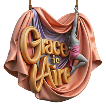 Grace to Air 3D Illustration Elegant Typography and Figure in Draped Fabric png