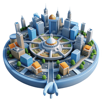 Circular City 3D Illustration Sustainable Urban Design Model png