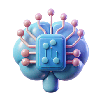 3D Render of a Brain with Integrated Circuitry Abstract Neural Network Illustration png