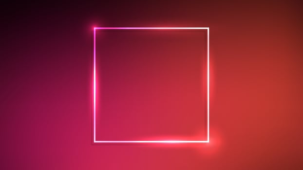 Neon square frame with shining effects on red vector