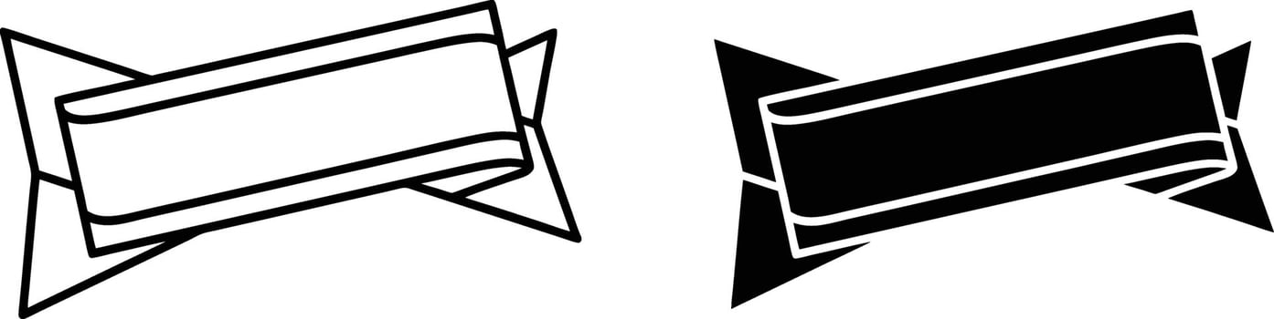 Ribbon Banners Outline and Solid Black Design Elements vector
