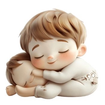 Adorable Child Hugging Plush Object png