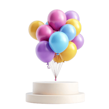 Colorful Balloons on Round Base png