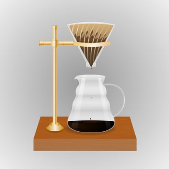 Pour Over Coffee Dripper with metal stand vector