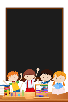 Children in front of a blackboard with a chalkboard png