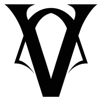 black and white logo, stylized letter V, sharp angles, minimalist design, symmetrical, geometric shape vector