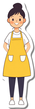 A cartoon woman wearing an apron and apron png