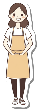 A cartoon woman wearing an apron and holding a plate png