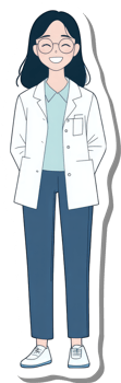 A sticker of a woman in a lab coat png
