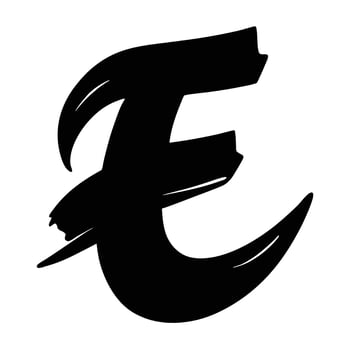 Stylized letter E, bold black silhouette, calligraphic design, brushstroke effect, abstract typography, minimalist logo vector