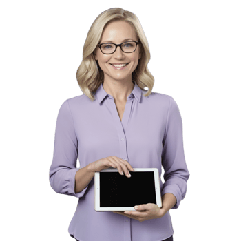 Blonde-haired female teacher with medium length or classroom outfit png