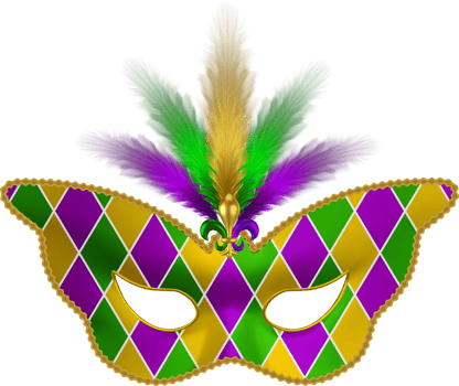 butterfly shaped colorful mardi gras mask with feathers and lily png