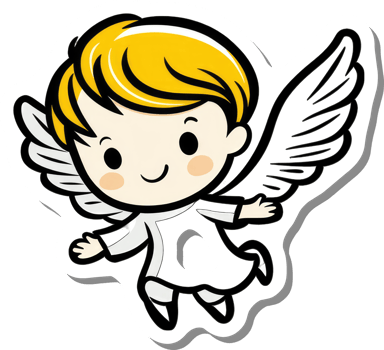 Adorable Cartoon Angel with Blond Hair and Wings png