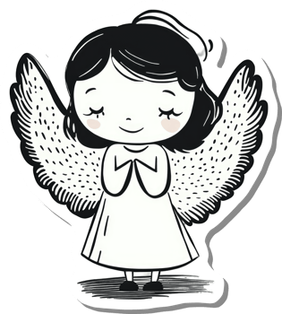 Adorable Angel Girl Praying With Wings png