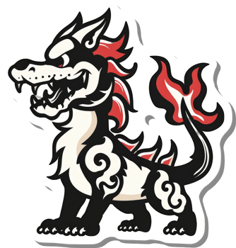 A stylized mythical creature a fiery dog like dragon png