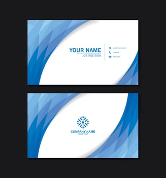Modern blue wave abstract business card vector