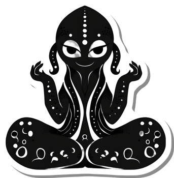 Alien Being Meditates in Lotus Position png