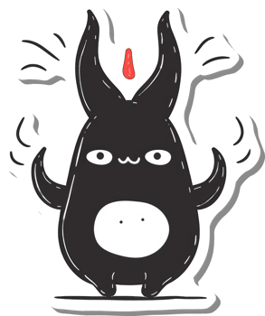 Happy Black Rabbit Character Cartoon Illustration png