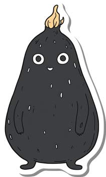 Happy Dark Grey Creature With A Yellow Topknot png
