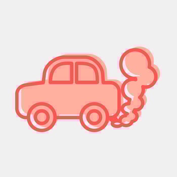 Icon car pollution. Global warming elements. Icon in two tone style. vector