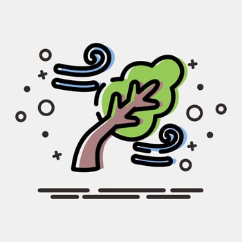 Icon strong winds. Global warming elements. Icon in MBE style. vector