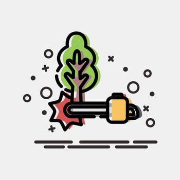 Icon deforestation. Global warming elements. Icon in MBE style. vector