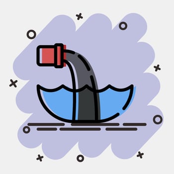 Icon water pollution. Global warming elements. Icon in comic style. vector