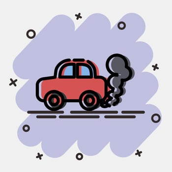 Icon car pollution. Global warming elements. Icon in comic style. vector