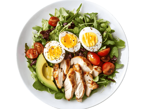 Delicious Chicken Salad with Avocado And Boiled Eggs png